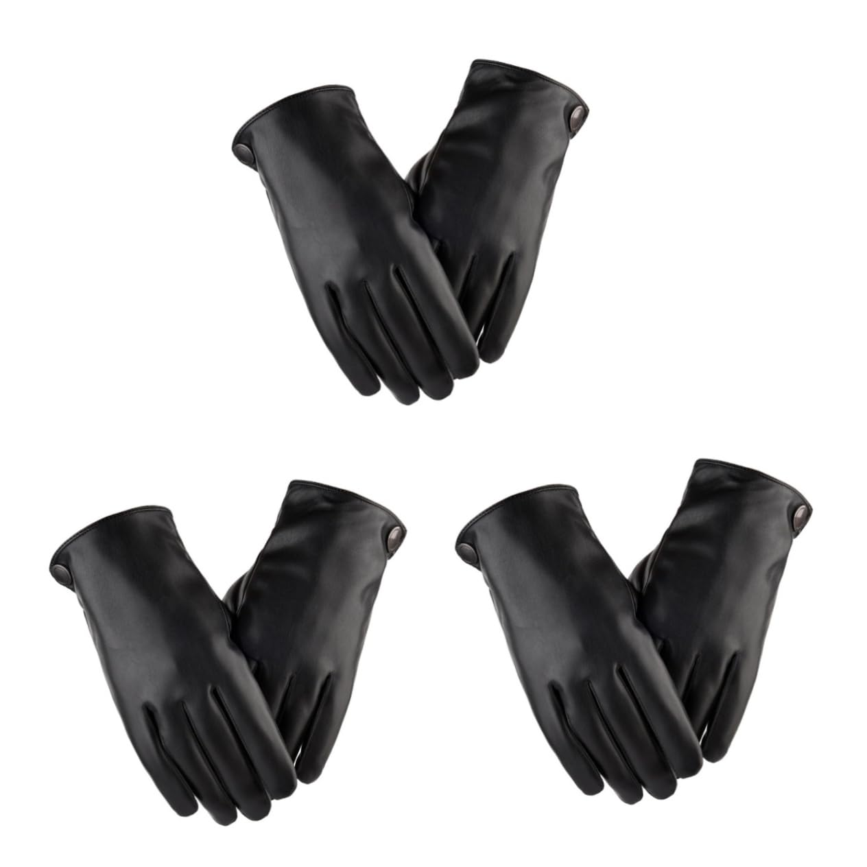 ABOOFAN 3paare wasserdichte Pu-Handschuhe Für Winter Touchscreen-fähige Warme Fahrradhandschuhe Für Damen Und Herren Für Outdoor-aktivitäten Schwarz