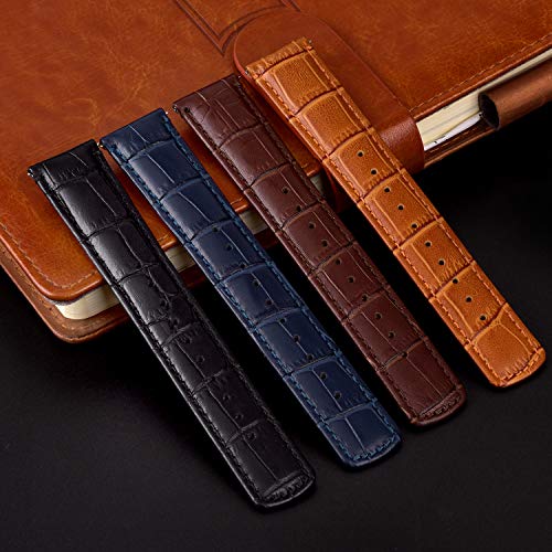 Ritche Genuine 22Mm Alligator Grain Watch Band Classic Vintage Quick Release Watch Straps Dark Brown Crocodile Leather Watch Bands For Men Women #TOP7