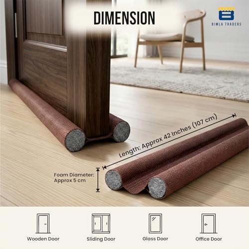 Image of Door Draft Stopper PVC Size 42Inch | Under Door Dust & Noise Blocker | Cold & Heat Insulation Strip | Door Gap Sealer for Home Doors & Windows | Easy Install | Brown | Pack of 4