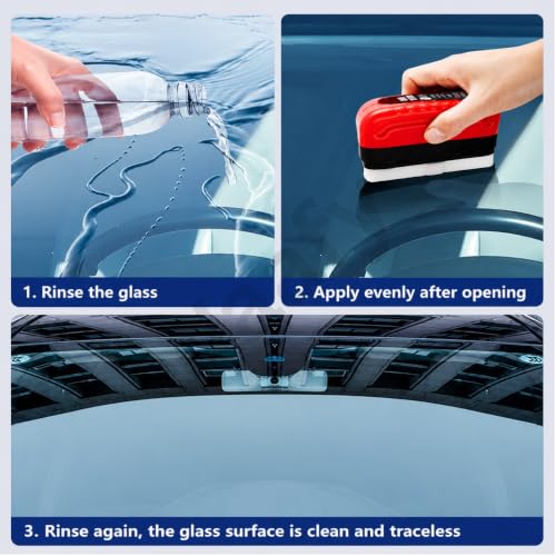 Image of Pack of 2 Car Glass Oil Film Cleaning Brush | Windshield Cleaner Tool for Clear Vision | Anti-Fog, Anti-Rain Window Cleaner | Automotive Glass Cleaning Kit for Cars & SUVs (Packkk of 2)