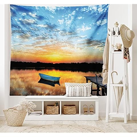 ABAKUHAUS Nautical Tapestry with Fishing Boat Cover