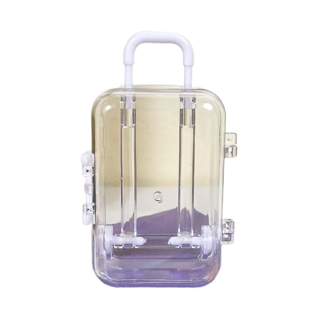 Lerono White Dollhouse Miniature Luggage Suitcase Storage Trolley Case Travel Holiday Toy Candy Box Handbag Model For Dolls Accessory
