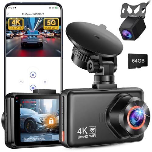 Dusefogo Dash Cam Auto 4K+2K Telecamera per Auto 5GHz WiFi