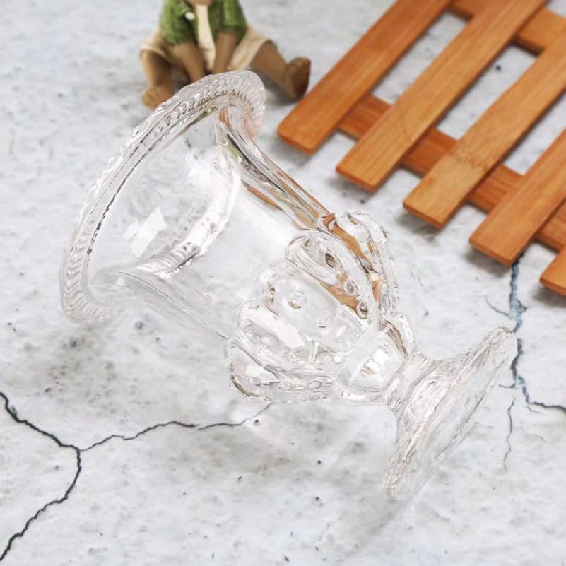 Jojofuny JarróN Transparente De Cristal Retro De 8.58X6.61X6.61In Florero Decorativo para Mesa con Porta Velas Adorno para Hogar Oficina Bodas Y Arreglos