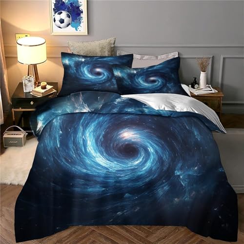 Housse de Couette Nébuluse Spatiale 200x200cm avec 2 Taies d'Oreiller