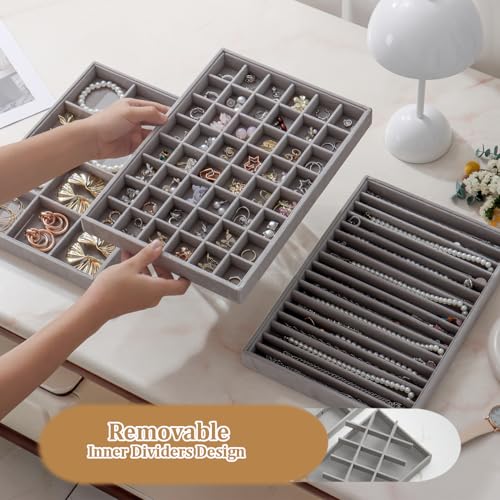 Image of Large Velvet Jewelry Tray Display Drawer Inserts 2 Pack
