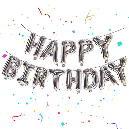 Funtoob Silver Happy Birthday Balloons Banner Happy Birthday Sign Letter Balloons 16 Inch Happy Birthday Balloon For Boys Girls Adults Happy Birthday Foil Balloons Happy Birthday Decorations #TOP2