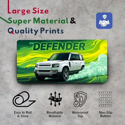 Image of Moto Edition Desk Mat 23x11 Inch - Racing-Themed Keyboard & Mouse Pad for Office, Home & Gaming | Non-Slip Rubber Base, Waterproof Surface, Supercar & Bike Inspired Table Mat (Defend-er)