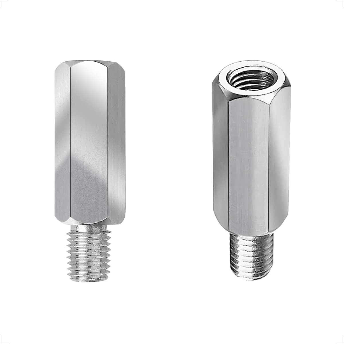Evermotor Adapter lusterka do motocykla i skutera ze stali nierdzewnej M10 2 szt. prawy / lewy gwint adapter do lusterek motocyklowych i skuterów