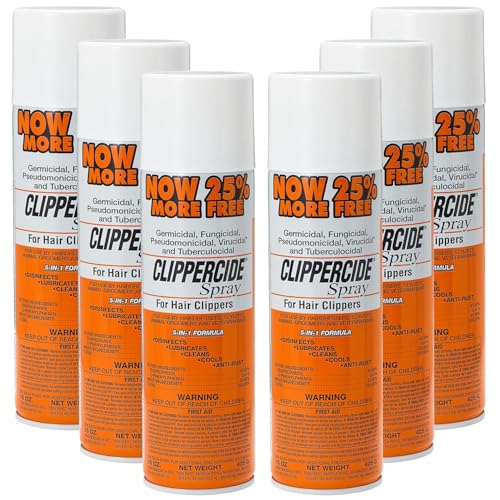 CLIPPERCIDE 5-in-1 Clipper Disinfectant Spray 15oz 6 Pack | Cleans Lubricates Cools Prevents Rust & Disinfects | Professional Clipper Spray for Barbers Stylists & Pet Groomers | Made by BARBICIDE