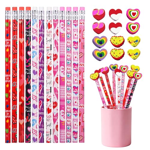 Set de 48 lápices de San Valentín con borradores miniatura 1