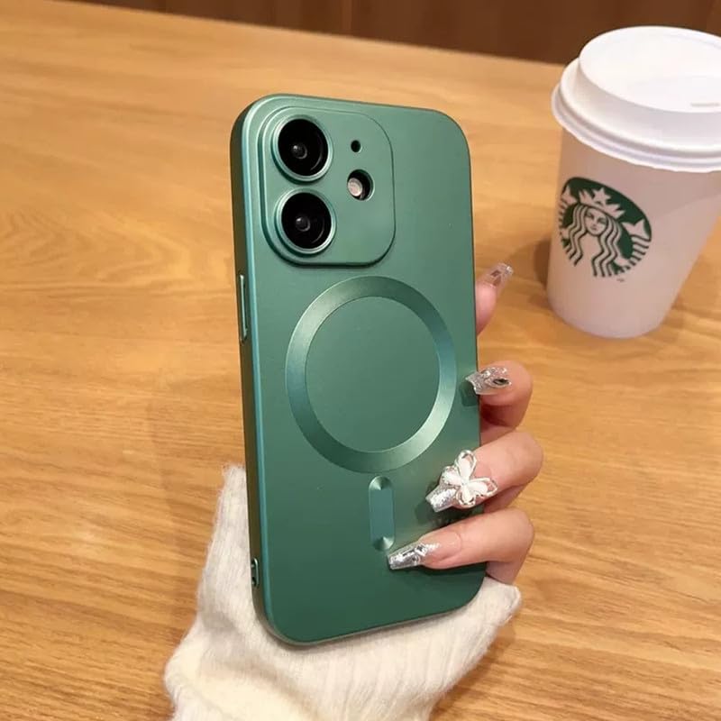Image of LuxuryKase Premium MagSafe Case for iPhone 11 | Shockproof & Anti-Scratch Cover | Soft Silicone with Wireless Charging | Camera Lens Guard - Green
