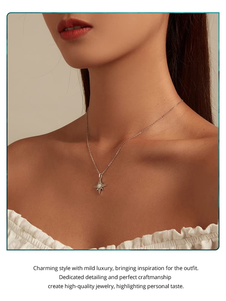 Autentica Collana con Pendente A Goccia d'Acqua Starburst in Argento Sterling 925 per Gioielli da Donna con Catena Girocollo