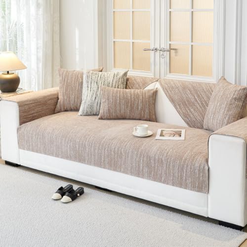 Housse de canapé en chenille marron pour protéger le sofa des animaux - 2