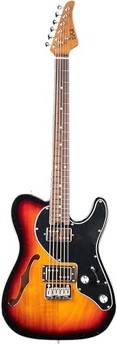 EART E-TT72 Guitarra eléctrica de cuerpo semihueco de 6 cuerdas, capacidad de juego versátil, potentes pastillas Humbucker guitarras de puente fijo
