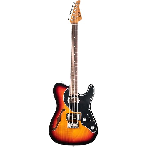 EART E-TT72 6 String Semi-Hollow-Body Electric Guitar Versatile Playability, Powerful Humbucker Pickups Fixed Bridge Guitars