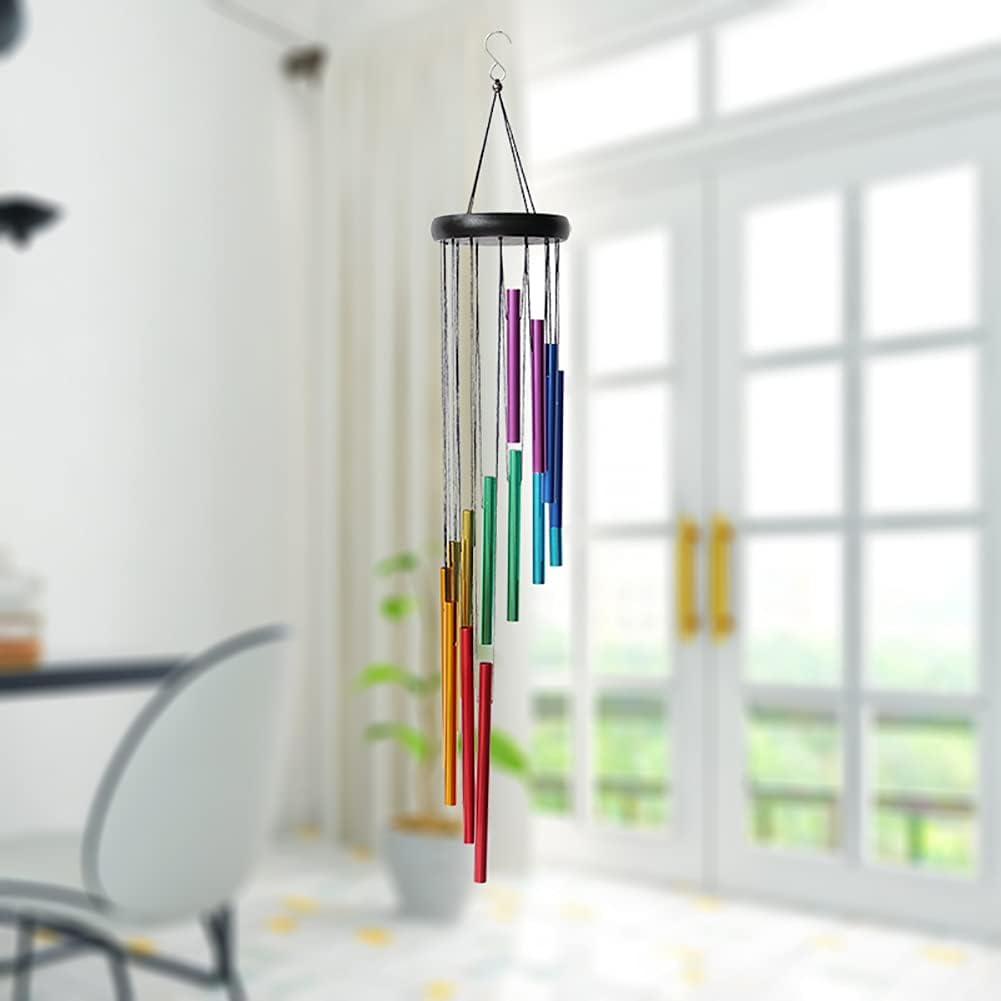 Alnicov Rainbow Wind Chimes，7 Color Rotating Wind Chime Hanging Door Decoration for Creative Birthday Bedroom Balcony Decoration Pendant
