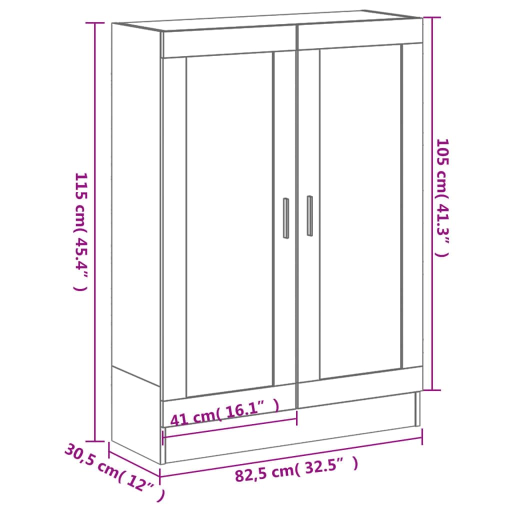Libreria grigio sonoma, 82,5 x 30,5 x 115 cm, in legno, scaffale multiuso con 3 scomparti e 2 ante, ideale per soggiorno, ufficio, cameretta dei bambini, corridoio, biblioteca, portaoggetti