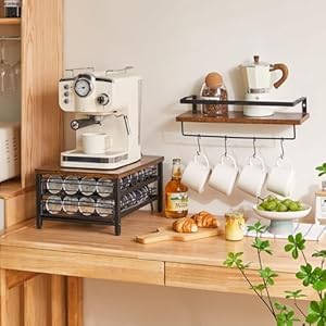 IBUYKE 2-Tier Coffee Pod Drawer Holder for Nespresso, Capsule Pods Storage Organizer, Compact Under Coffee Pot Storage Drawer, Slim Home Kitchen Counter Organizer TCJ102H, Rustic Brown IBUYKE 2 Tier Coffee Pod Drawer Holder for Nespresso Capsule Pods Storage Organizer Compact Under Coffee Pot Storage Drawer Slim Home Kitchen Counter Organizer TCJ102H Rustic Brown