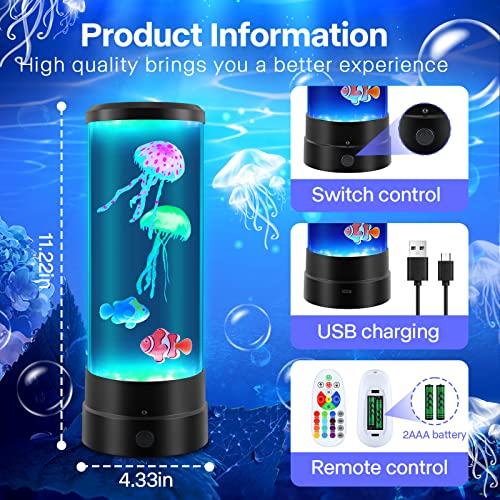 Jellyfish Lava Lamp, Led 16 Color Changing Aquarium Light With Remote Control, Fake Fish Tank Mood Lighting For Kids Adults, 11 Inch Home Office Desktop Decor Gifts #TOP5
