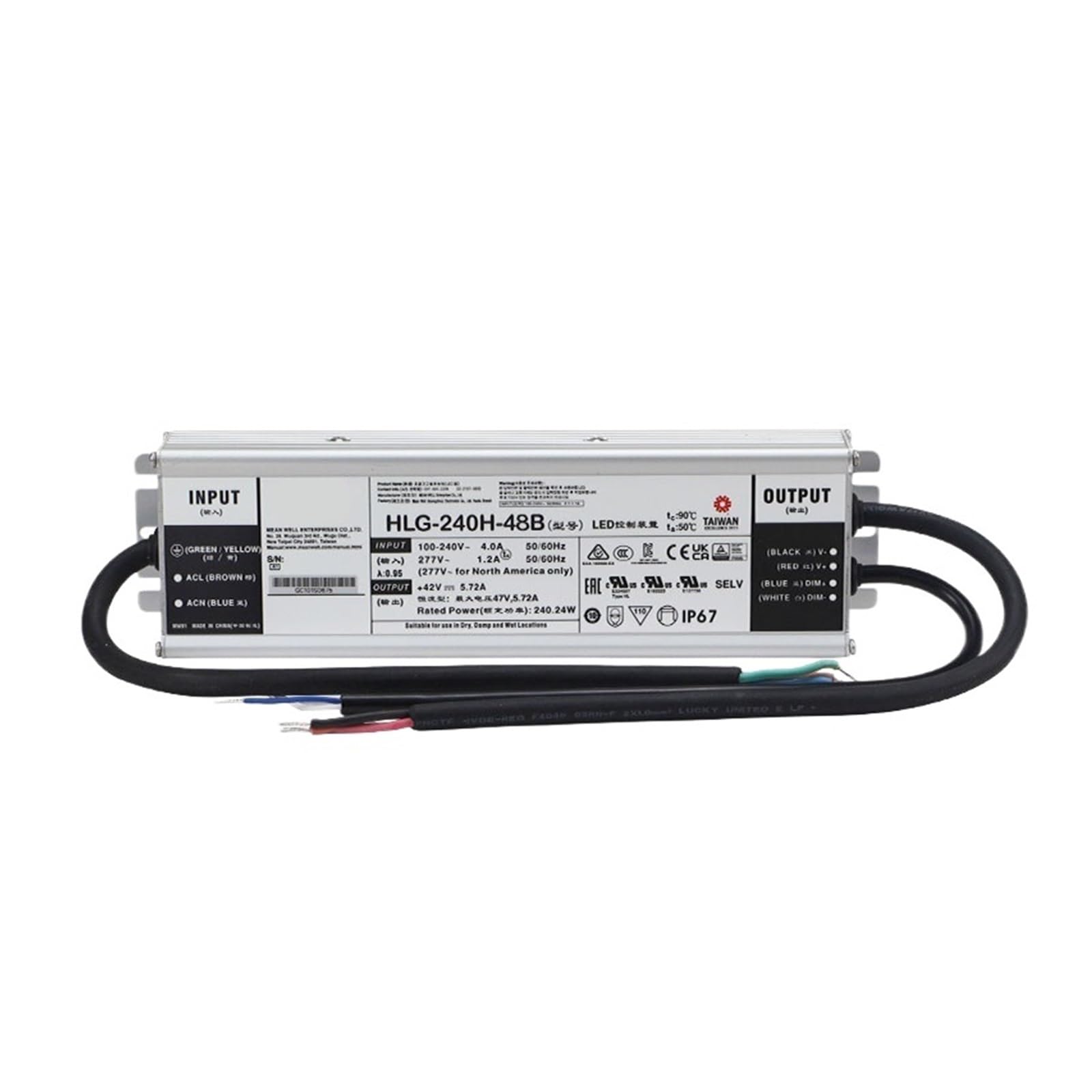 CLEUFWKO HLG-240H 42/48VDriver 3 in 1 Dimming 240W Switching Power Supply(HLG-240H-42B)
