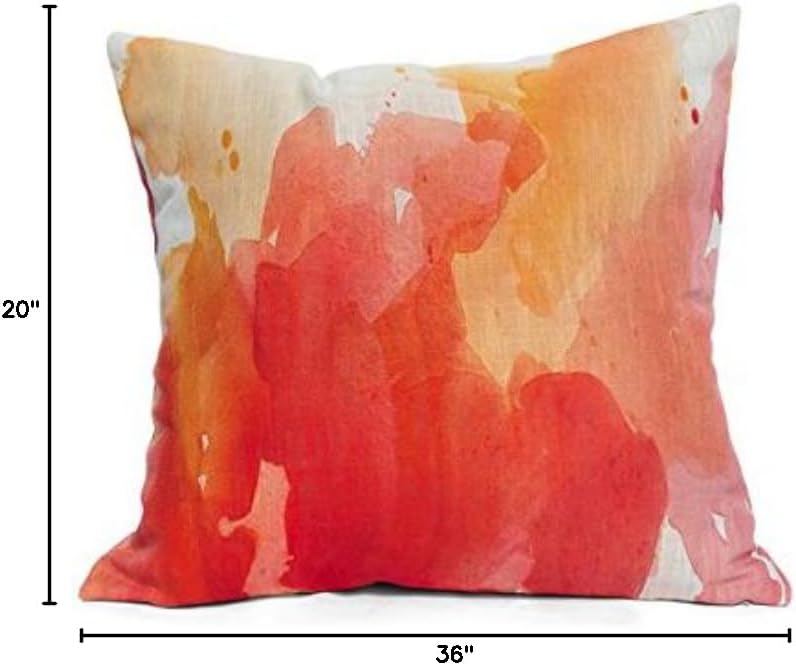 Hosley Submerge Square Orange Cushion, 22Inch Mordern Abstract Watercolor Painting Series Decorative Throw Pillow for Sofa, Couch, Bed, Home Decor