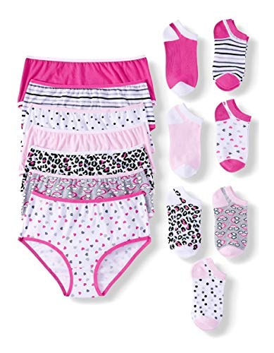 Wonder Nation Girls Perfect Pair - 7 Pairs of Briefs & 7 Pairs of Matching Socks - Size 4 Small