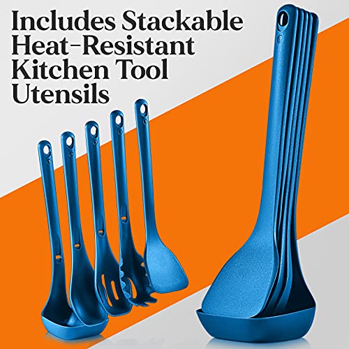 Image of NutriChef 5-Piece Ceramic Frying Pans Set - Nonstick Skillet Set with Wok, Grill, Fry & Fish Pans - Compatible with Induction & All Cooktops - Cool-Touch Handles, Dark Purple