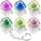 6 Pack Keyboard Fidget Toy Keyboard Fidget Keychain Keyboard Decompression Button Finger Clicker Toys, Button Stress Relief Fidget Gifts for Adult to Relief Stress (Mix Transparent)