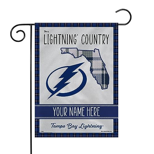 Rico Industries NHL Hockey Tampa Bay Lightning This is Lightning Country - Plaid Design Personalized Garden Flag
