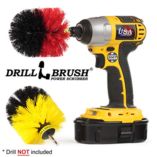 Image of Spin Brush Cleaning Kit - Drill Brush - Concrete, Brick, Fireplace, Stone - Bird Bath - Garden Statuary - Bathroom Accessories - Soap Scum, Hard Water, Mineral, Calcium, Rust Stains and Discoloration