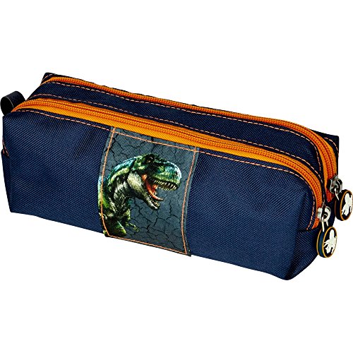 Spiegelburg 14537 Estuche Escolar Infantil con Doble Cremallera Azul Dinosaurio Rex World