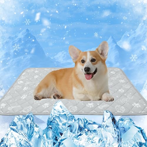 MH MYLUNE HOME Kühlmatte für Hunde Katze Thermochrome Hundekühlmatte Selbstkühlend rutschfest Wasserabsorbierend Tragbar Kühldecke für Hunde Hundedecke Kühlend Cooling Mat Dog- M 75 x 50 cm