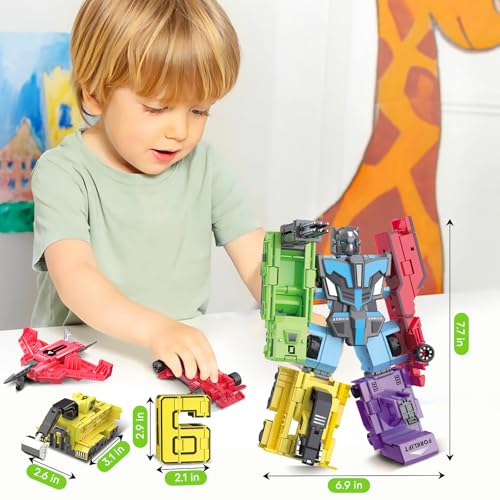 Image of Transforming Toys for Kids - Transformable Number Robots, Number Blocks for Learning & Play, Buildable Robot Set for Toddlers Ages 3-8, STEM Educational Toys for Boys & Girls Gifts