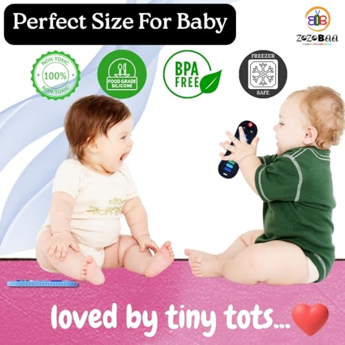 Image of TV Remote Soft Silicone Teether for Baby Gums, Teething Toy for Babies, BPA Free, Pain-Relief, Non-Toxic, 100% Food Grade, Soothing & Smooth Edges Easy to Grasp Chewable -Blue (Pack of 1)