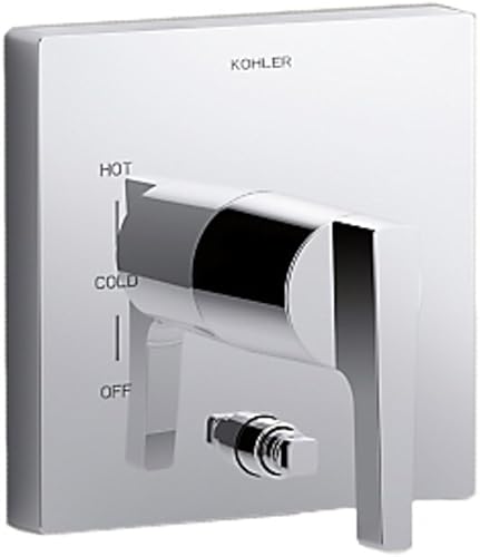 Miniatura 3 de KOHLER Honesty - Moldura de válvula con desviador de botón y mango de palanca para válvula de equilibrio de presión Rite-Temp, requiere válvula,
