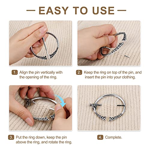 Image of uxcell Vintage Brooch Cloak Pin, Penannular Brooch Cloak Clasp Scarf Pin Shawl Pin Cardigan Brooch Buckle for Women Men Costume Accessory