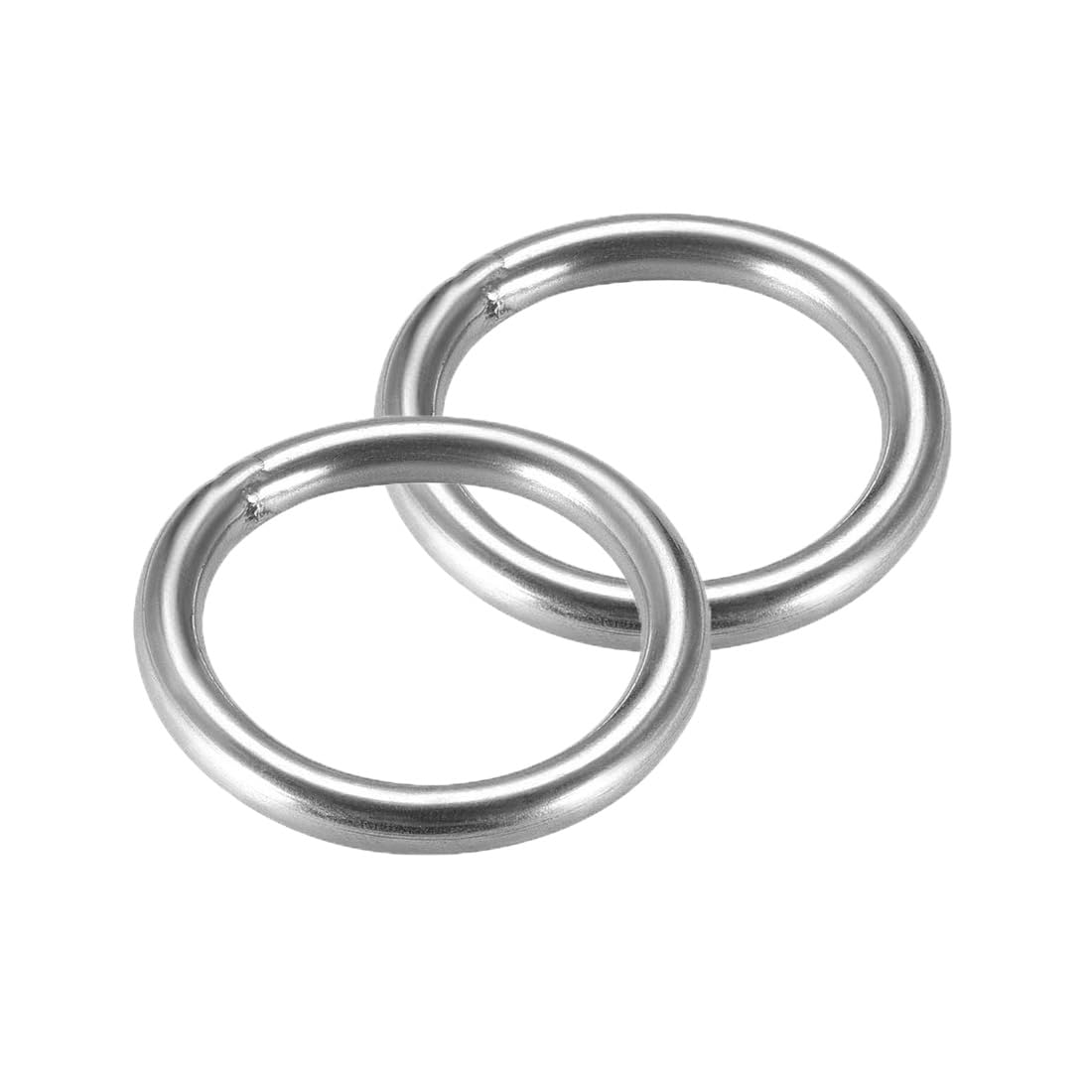 MACHSWON 201 Stainless Steel Welded O Ring 40mm(1.57") OD 3mm Thickness for Hand Bag Webbing Strap Purse Dog Collars Belts DIY Projects- 2pcs