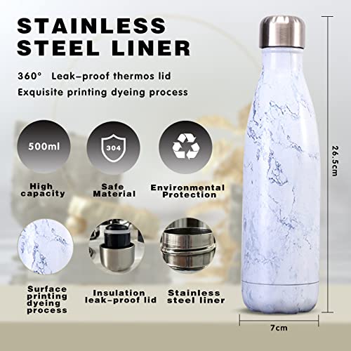 hi-home Termo, botella de acero inoxidable, 500 ml, doble pared a prueba de fugas con cepillo de tazas, bolsa protectora… - Imagen 5