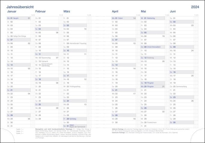 Wochen-Cheftimer A5. Blauer Terminkalender 2023. Buch-Kalender mit Lesebändchen und Eckperformation. Wattierter Taschenkalender zum Planen von Terminen.