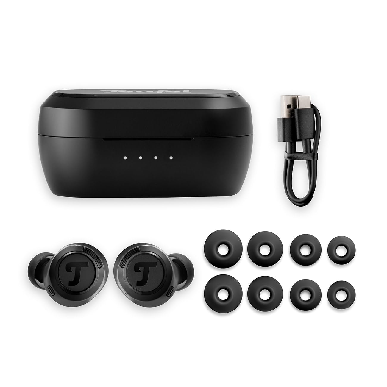 Teufel Real Blue TWS 3 True Wireless Earbuds - Auriculares in-ear con Bluetooth con cancelación de ruido ANC, batería de 37 horas, carga inalámbrica, IPX4, control táctil, 6 micrófonos para llamadas