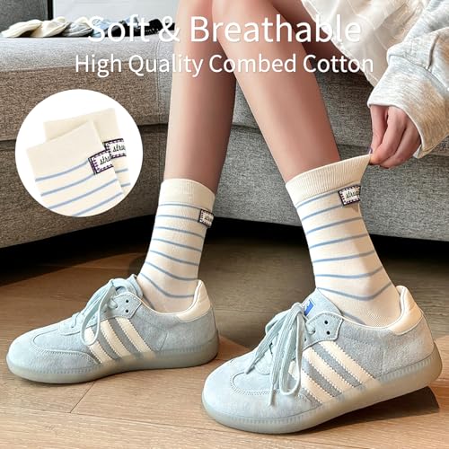 Image of Women's Cute Crew Socks, Casual Athletic Cotton Bowknot Cherry Calf Novelty Socks for Women