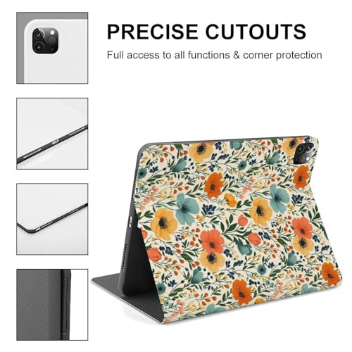 Coque iPad Pro 11 27,9 cm fine avec support et imprimé fleurs