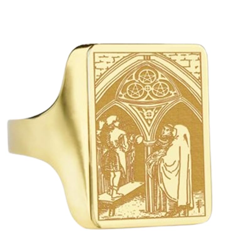 Chevalière tarot or et argent 925, un bijou mystique d'exception au design ciselé