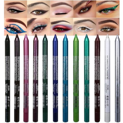 WanTuoluo 12-Pieces Matte Liquid Eyeliner Pens Set, Eye Ink Liner Makeup, Quick Drying, Smudge-Resistant, Vegan Formula (Pack of 12) (Black)