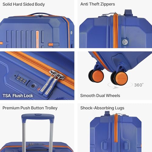 Image of uppercase Hexa Medium Solid Trolley Bag with TSA Lock, Durable for Travel, RCS Certified for Sustainability, Anti-Theft Zippers and Double Wheels, Suitcase for Men & Women