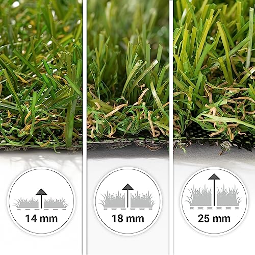 Paco Home Kunstrasen für Garten Balkon Terrasse Rasenteppich Indoor Outdoor Teppich Natürlich Weich Natur Optik Waschbar, Model:18mm, Größe:100x200cm
