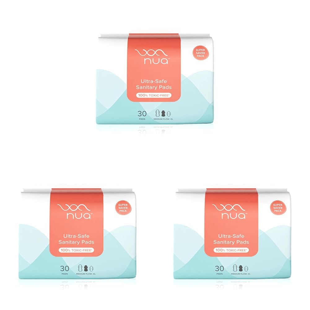 Nua Ultra Safe| 30 Heavy Flow -XL | SUPER SAVER PACK | Leakproof & Toxic Free Sanitary Pad (Pack of 90)