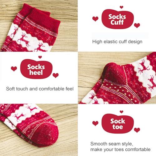 Image of ICEIVY Socks Women, Soft Knit Wool Winter Thick Warm Cabin Fuzzy Crew Women Socks 5 Pack