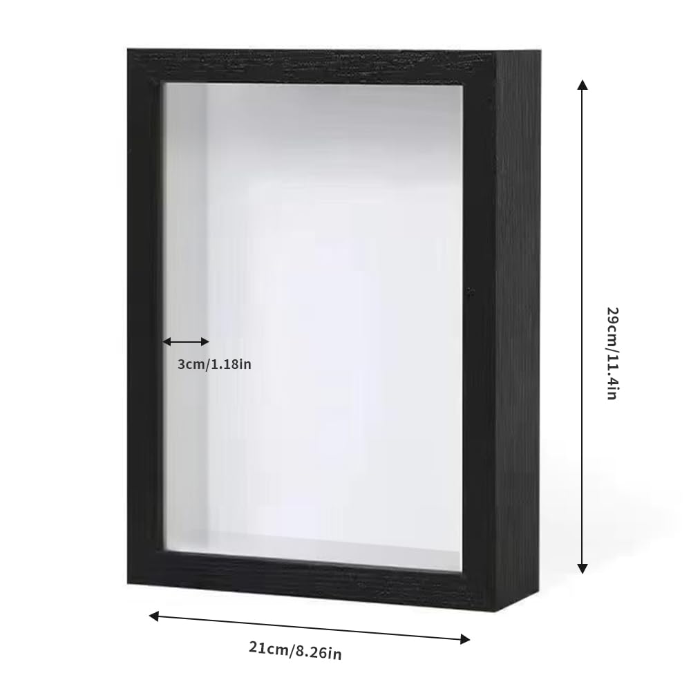 A4 3D Shadow Box Frame, Black Deep Picture Frame with 3cm Depth Display ...
